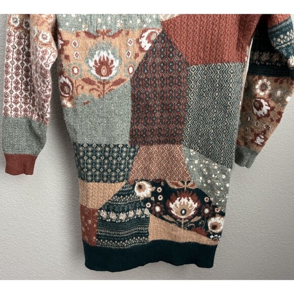 Garnet Hill Women's XS Patchwork Recycled Cashmere Sweater Dress - Picture 8 of 9